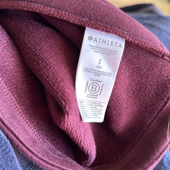 Athleta Cozy Karma Asym Pullover Maroon SP Petite - Picture 6 of 6